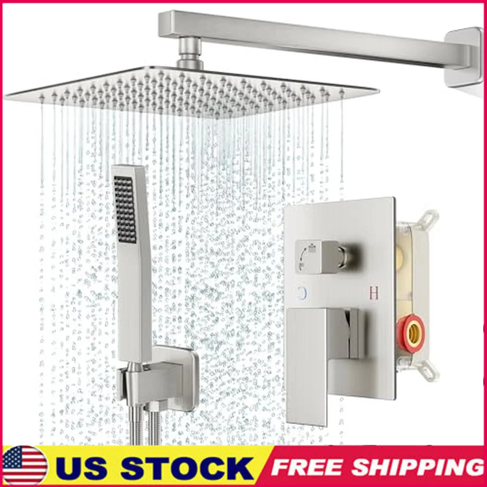 Bathroom Rain Shower Head Set Wall Mount Water Pressure Increase 10