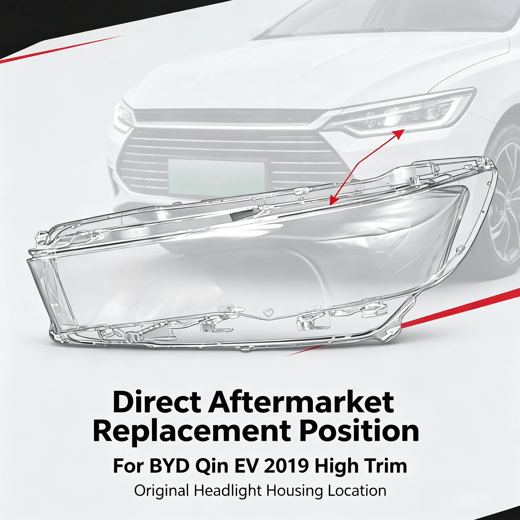 Moggic Anti-Yellow Headlight Housing Cover For BYD Qin EV 2019 High Version Single Left Right Side + Optional Sealant