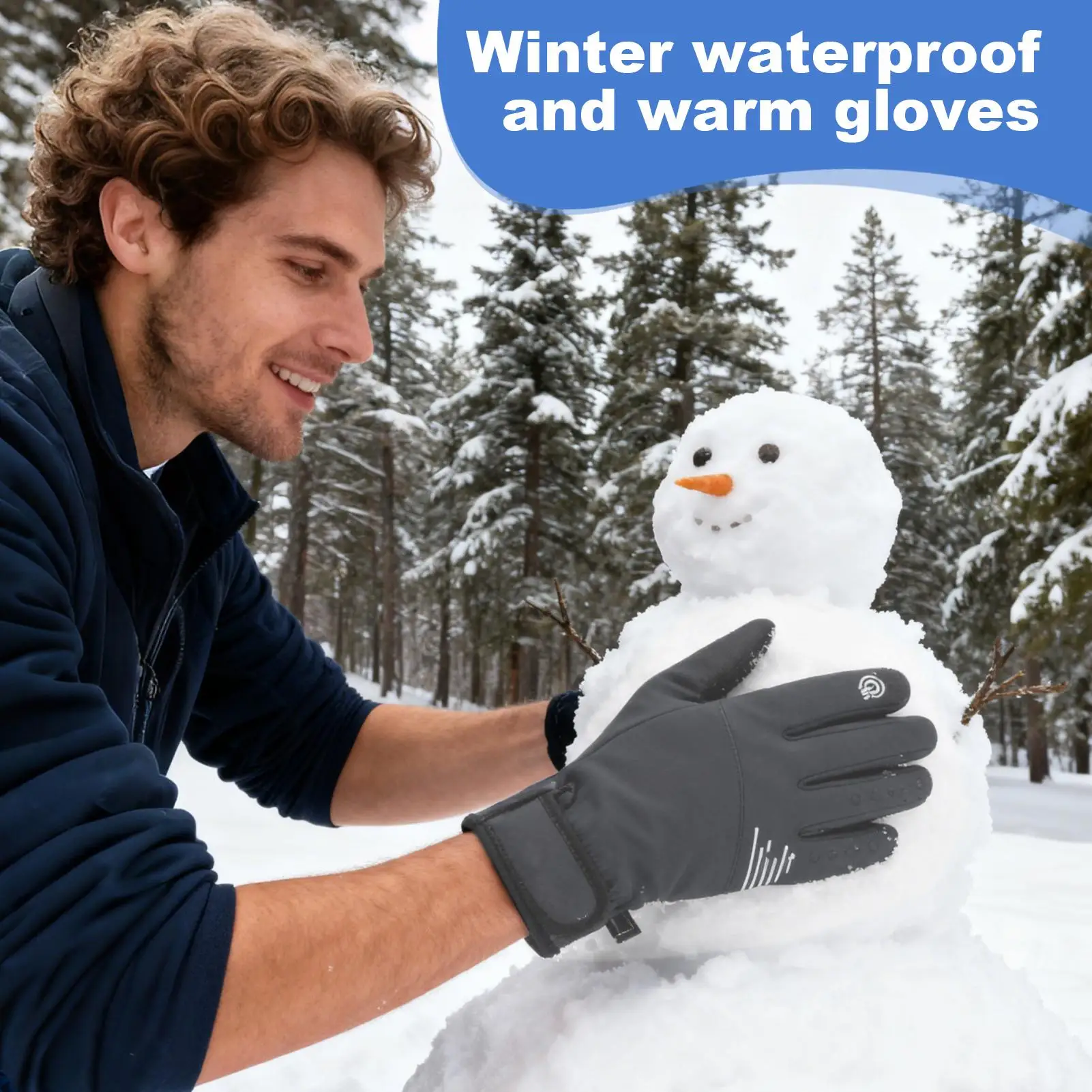 قفازات الطقس البارد، قفازات لمس حرارية مقاومة للرياح للرياضات الخارجية، معدات شتوية دافئة للتزلج وركوب الدراجات والجري والمشي لمسافات طويلة #3