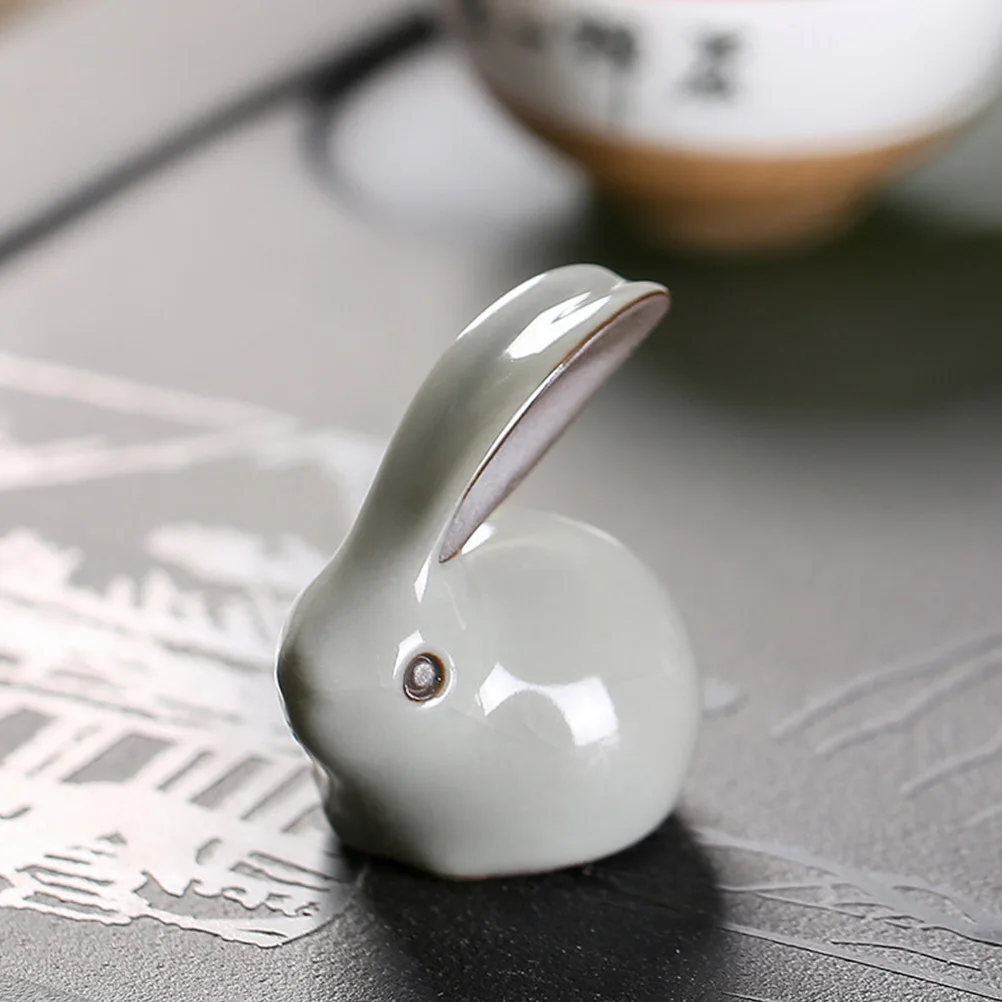 

2Pcs Zodiac Rabbit Tea Pets Decorative Adornments Elegant Ceramic Household Tea Table Desktop Ornament Lovely Vivid Accessories