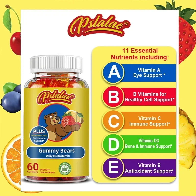 

Gummy Bears Daily Multivitamin - for Immune, Hair, Skin, Nails, Digestion, Metabolism, Vision Support