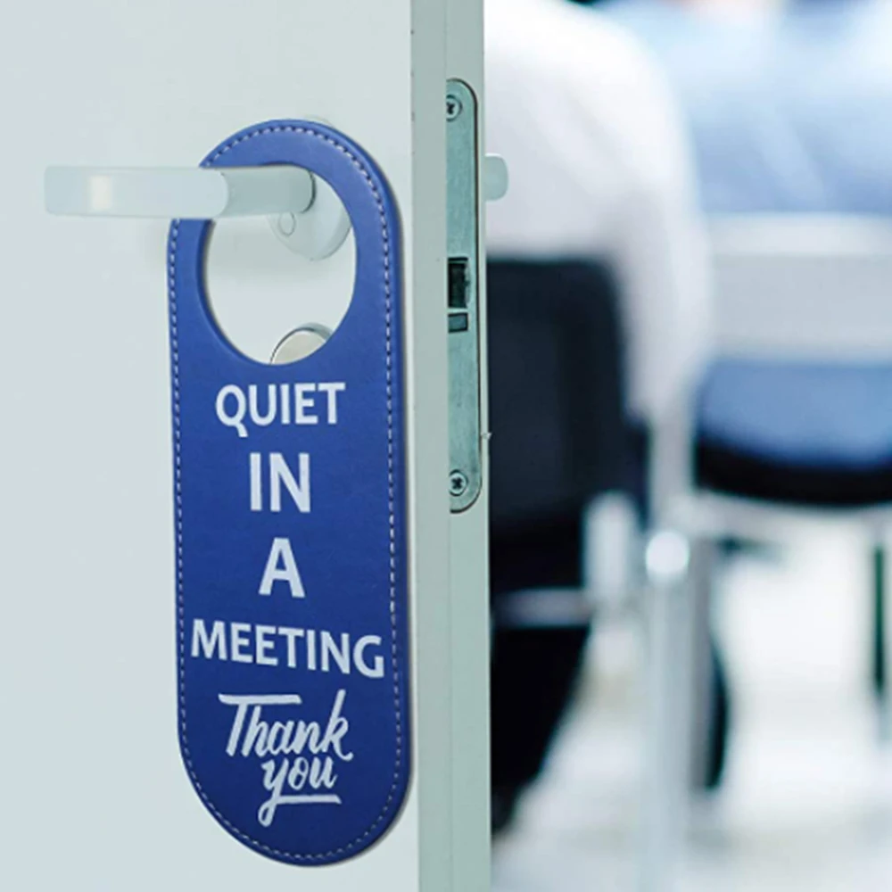 

Do Not Disturb Door Hanger Sign, Meeting in Progress Door Sign Ideal for Sleeping, Spa Treatment, Pu Leather Hanging Sign