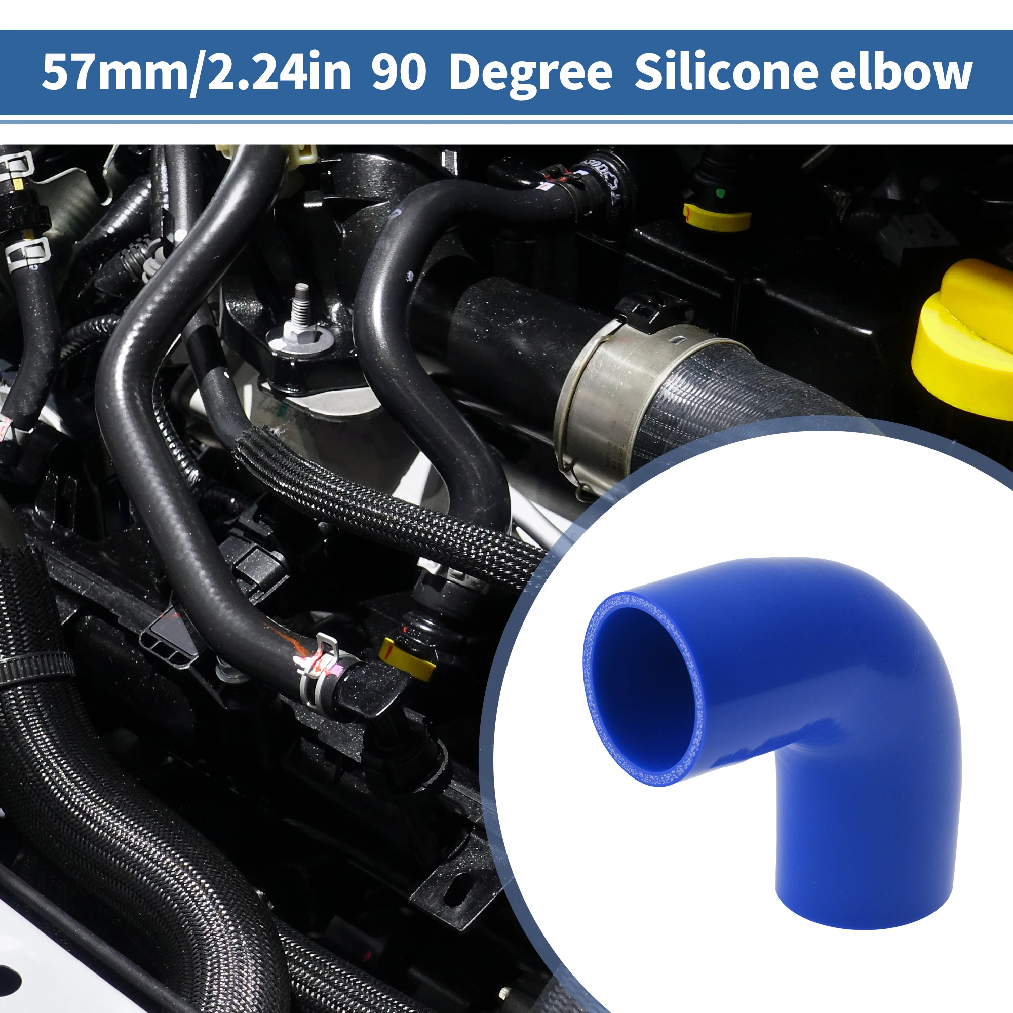 X Autohaux 90-Grad-Silikon-Winkelkupplungsschlauch 57 60 90mm ID Auto-Verbindungsrohr Universal 102mm Länge Auto-Kühlmittelschlauch – Detail 3