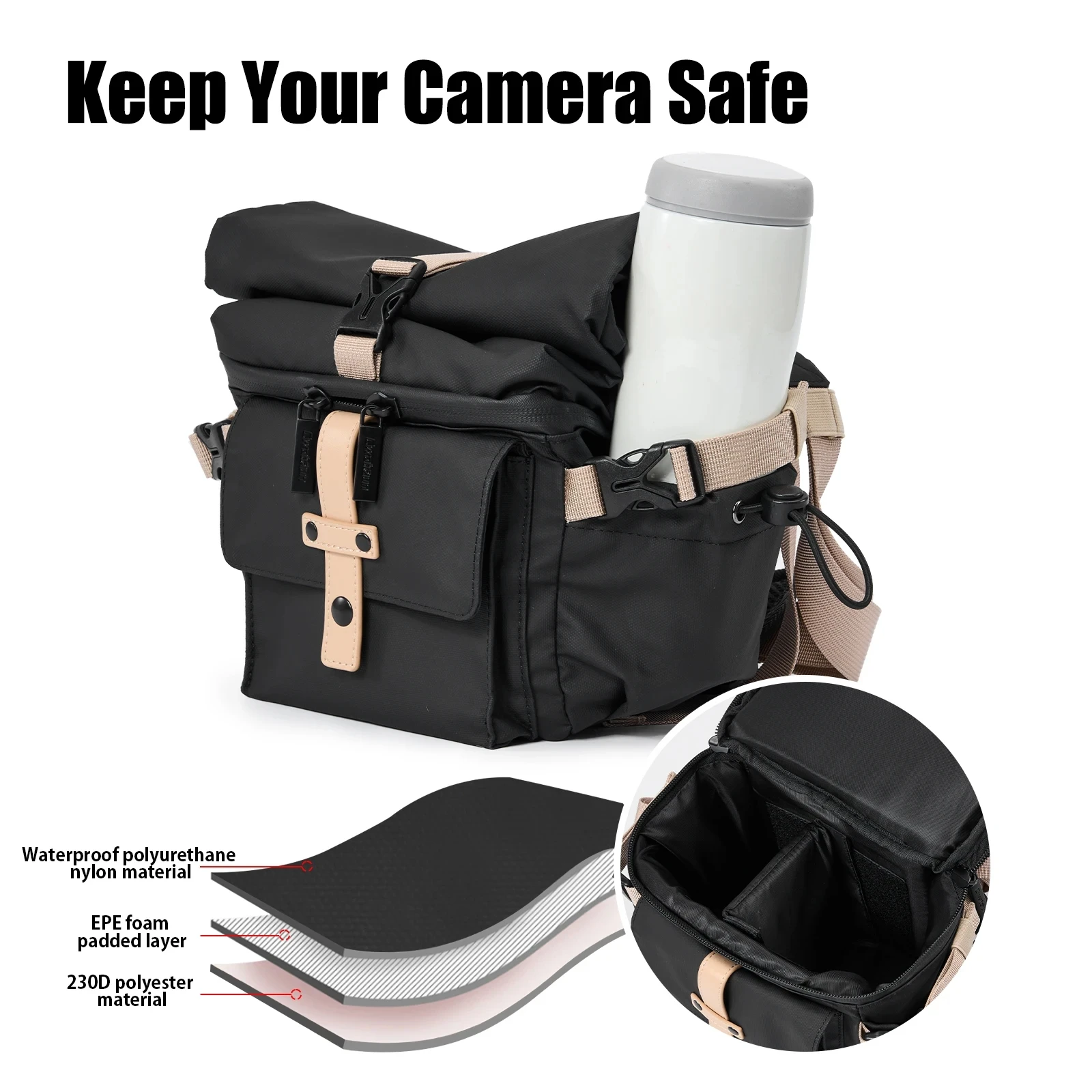 Camera Shoulder Bag Waterproof Camera Messenger Bag Travel Photography for Canon Nikon Sony Fuji