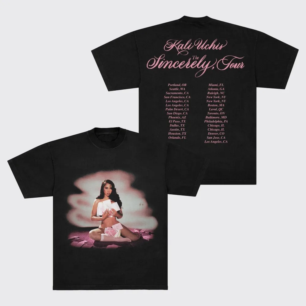 Camiseta Hip Pop Y2k KALI UCHIS Sincerely Tour, camisetas holgadas de algodón con estampado, ropa de calle deportiva holgada informal Unisex