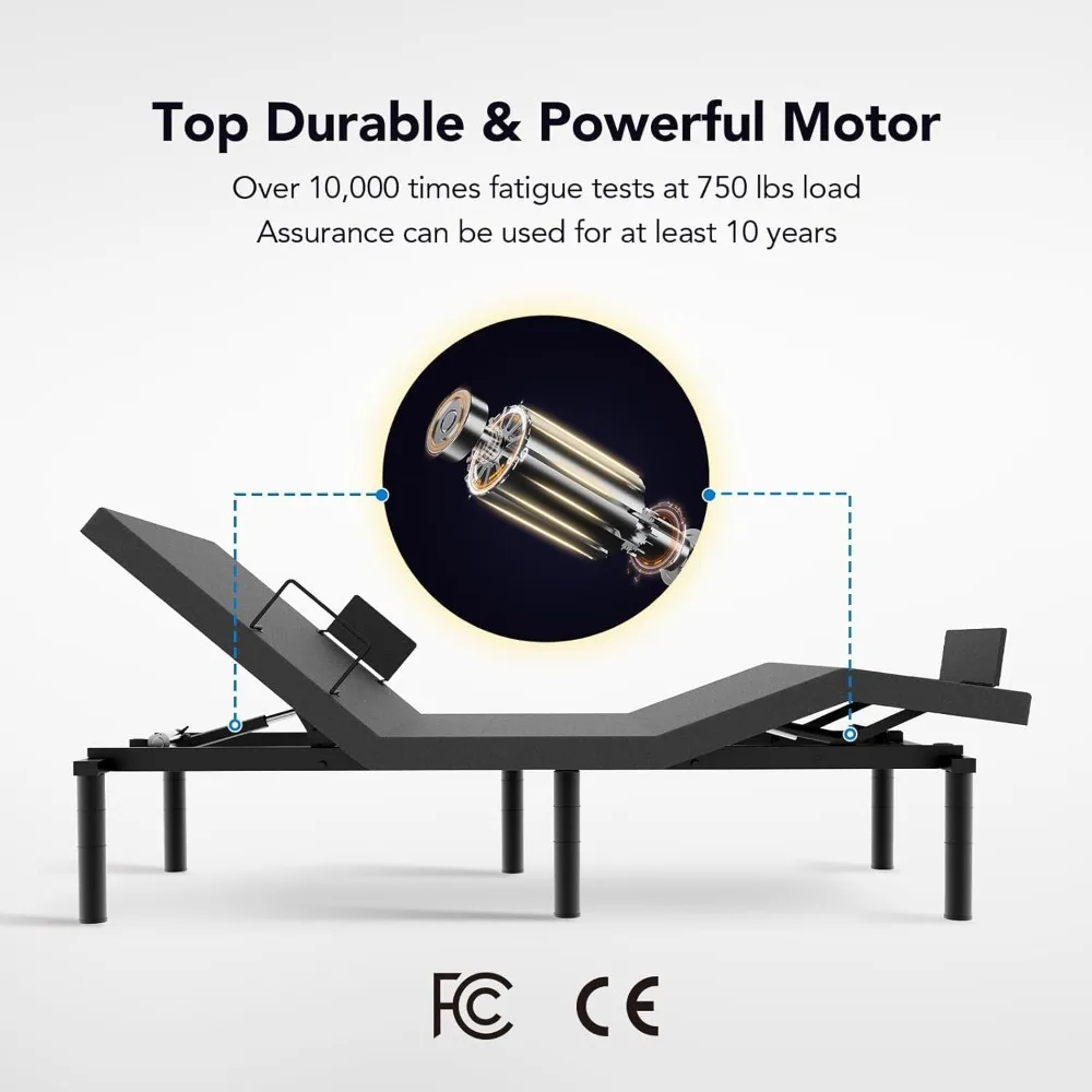 قاعدة إطار سرير قابلة للتعديل سبليت كينج، تجميع سريع، تدليك، تصفية صفر، محرك متين هادئ، انعدام الجاذبية #5