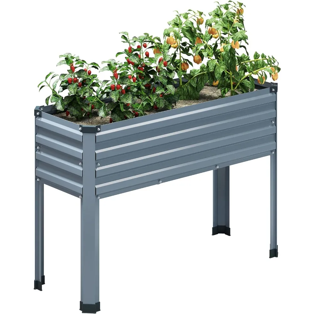 

Galvanized Raised Garden Bed Outdoor with Legs,48×18×32in Metal Elevated Raised Planter Box for Backyard, Patio, Balcony