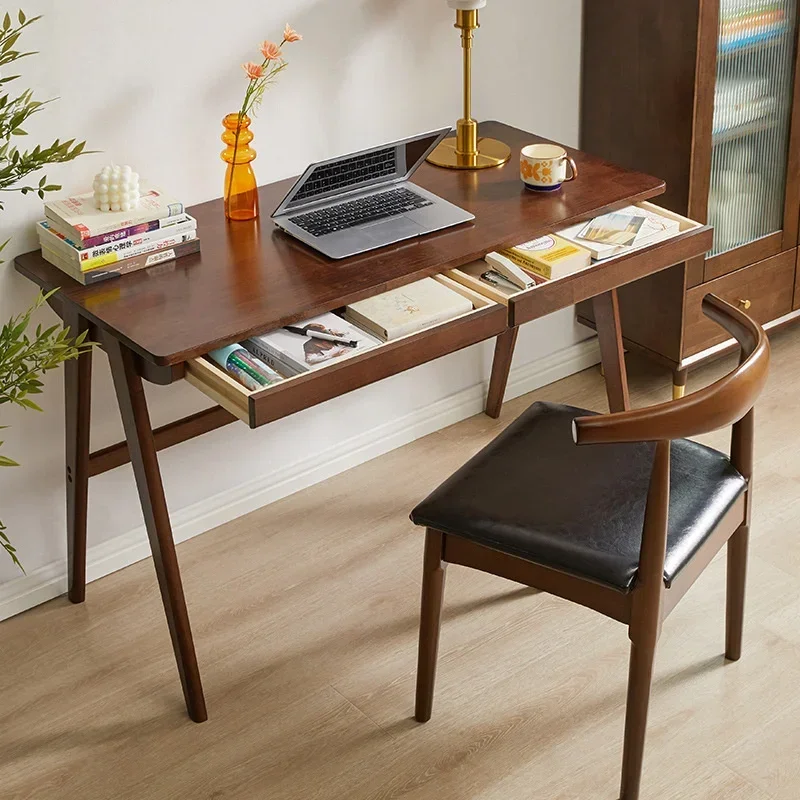 Mesa de madera maciza para estudiantes, escritorio nórdico Simple para leer, mesa de comedor familiar pequeña, ordenador portátil para el hogar