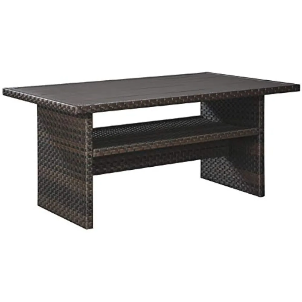

Outdoor Easy Isle Multi-Use Resin Wicker Patio Table, Dark Brown