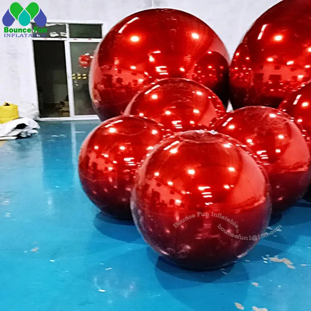 Bola de espejo inflable gigante roja, esfera de espejo de discoteca flotante, globo de Pvc de Navidad para decoración de escenario de boda, nueva llegada