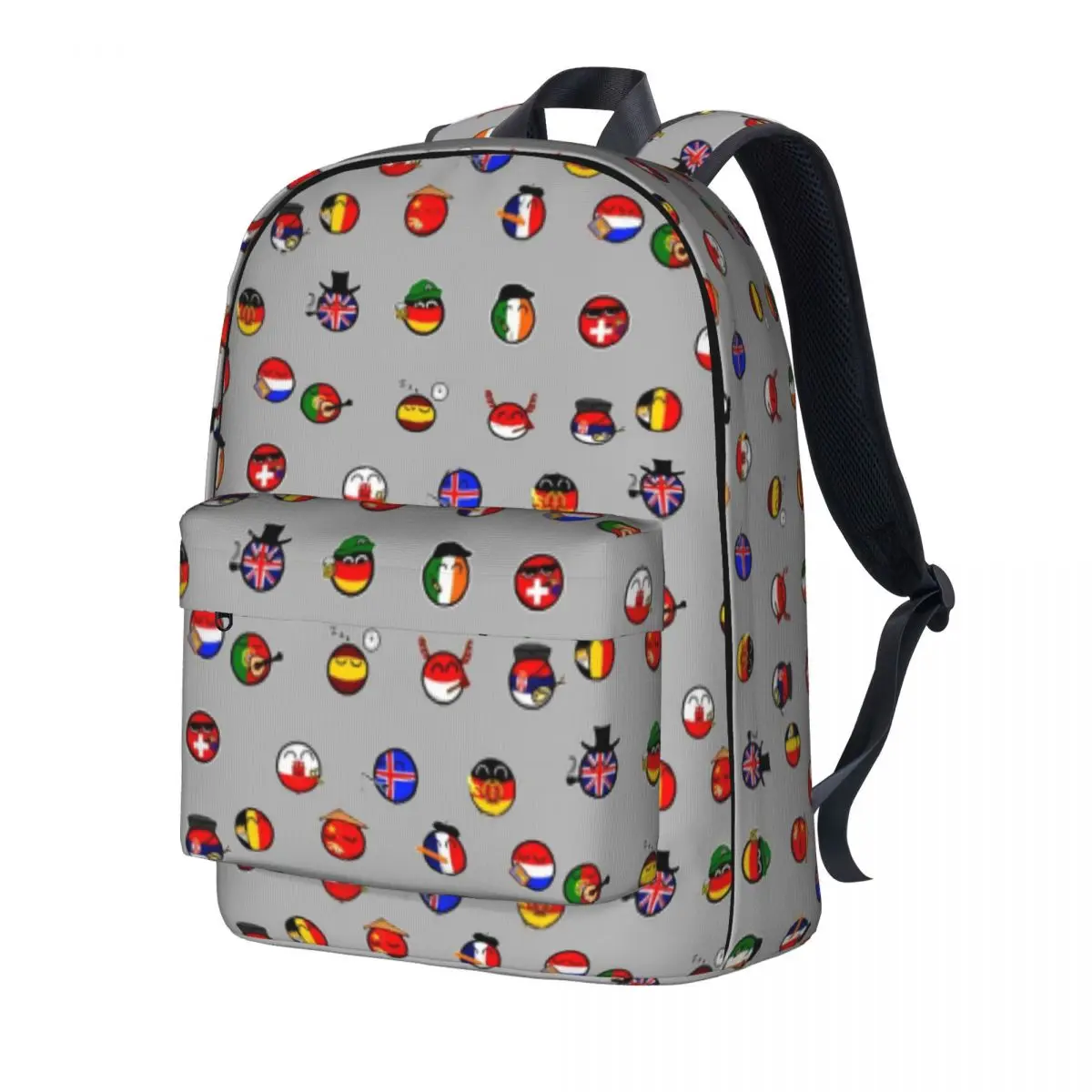 Countryballs Pack Backpack Cartoon Funny Male Polyester College Backpacks Durable Streetwear School Bags Rucksack