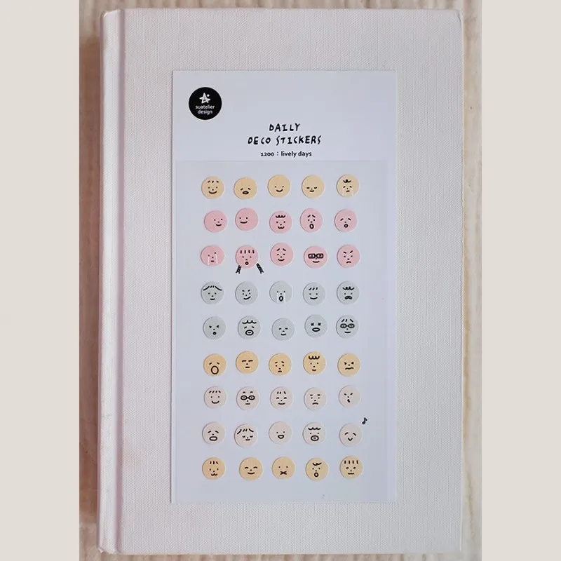 Suatelier Lively Days Cute Expression Smiley Face Stickers for Scrapbooking Fun Themed Korea Cutting Sticker Sheets