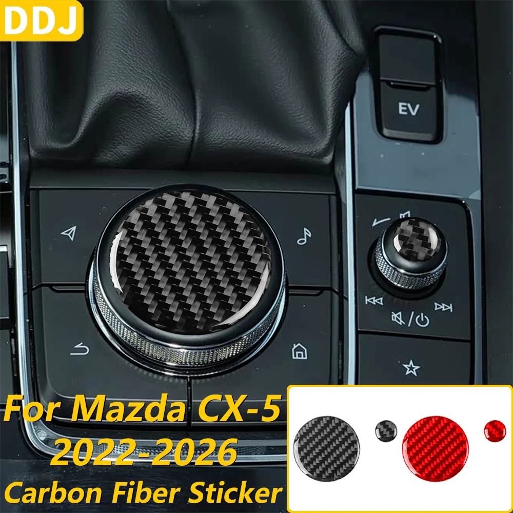 For Mazda CX-50 CX50 2022-2026 Carbon Fiber Central Control Gear Shift Multimedia Knob Panel Cover Trim Car Accessories Sticker