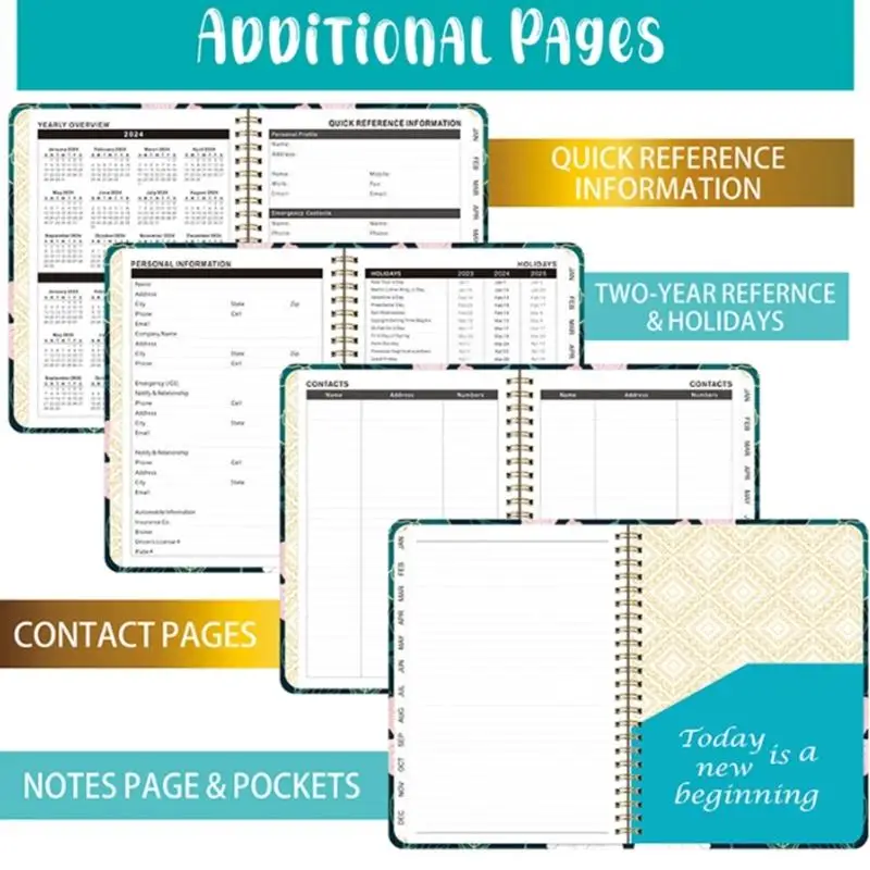 2025 Weekly Planner Notebook, Twin-Coil Binding Weekly Monthly Academic Planner, Jan 2025-Dec 2025, Monthly Index Label Dropship