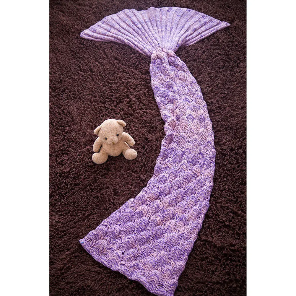 

Mermaid Tail Blanket Purple Eco-Friendly Acrylic Fiber Warm Soft For Kids Girls Air Conditioning Use Summer Winter Baby
