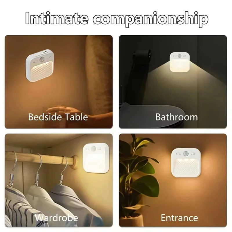 

Y42A-Motion Sensor LED Night Light Rechargeable Stick-On Magnet Night Lamp For Bedroom Stairs Cabinet Hallway Kitchen Lights
