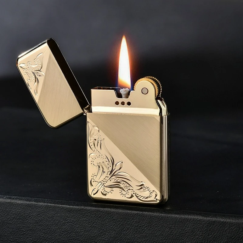 Chief Ultra-thin Kerosenes Lighter Pure Copper Retro Creative Hand-carved Classic Durable Personalized High-end Gift Lighters