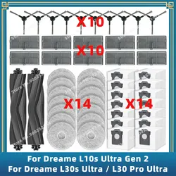 Compatível para Dreame L10s Ultra Gen 2 / L30s Ultra / L30 Pro Ultra peças de reposição acessórios escova lateral principal filtro hepa mop pano saco pó