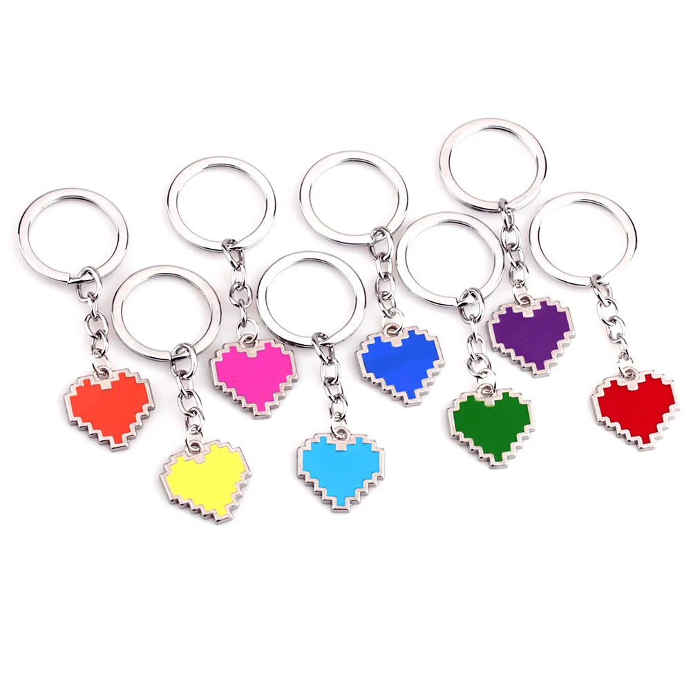 Undertale Sans Candy Color Heart Shaped Keychain for Men Women Enamel Metal Key Ring Key Holder Car Bag Hanging Decor Jewelry