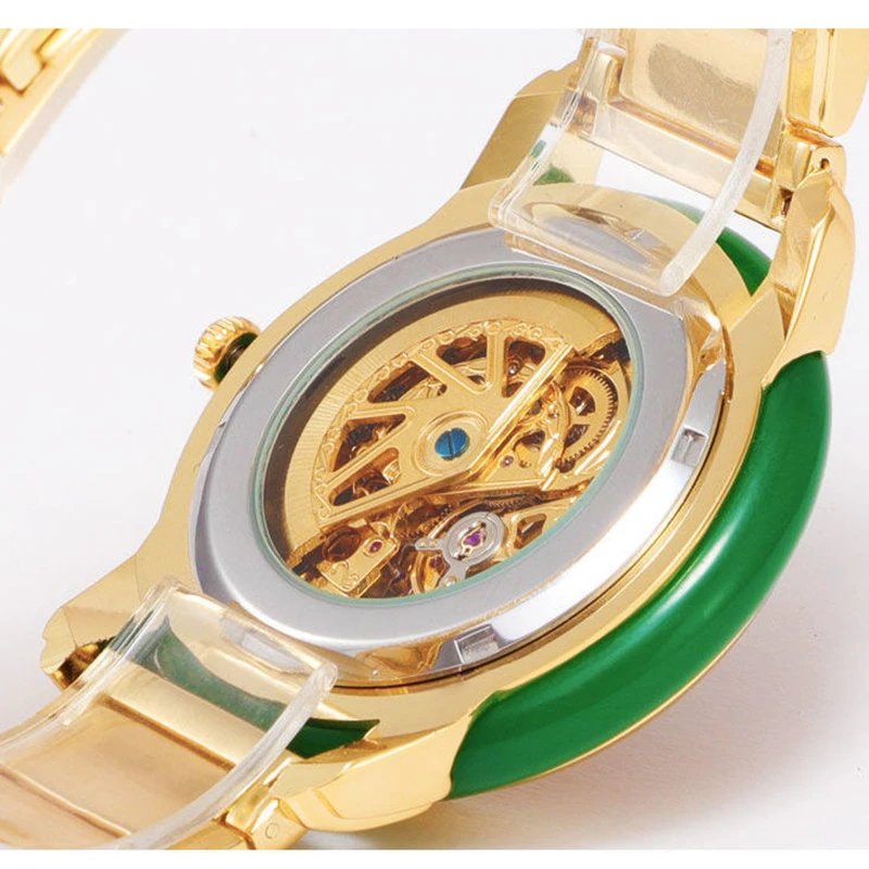 DUGARY Tourbillon mechanical watch men transparent back jade 40mm Wristwatches Salute Chairman Mao Relojes Para waterproof