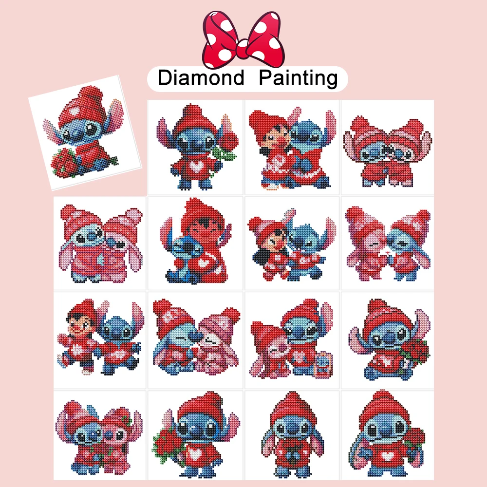 

Disney Lilo & Stitch 16pc 5D DIY Мини Алмазное Искусство Круглая Дрель Мозаика Вышивка Для Украшения Дома