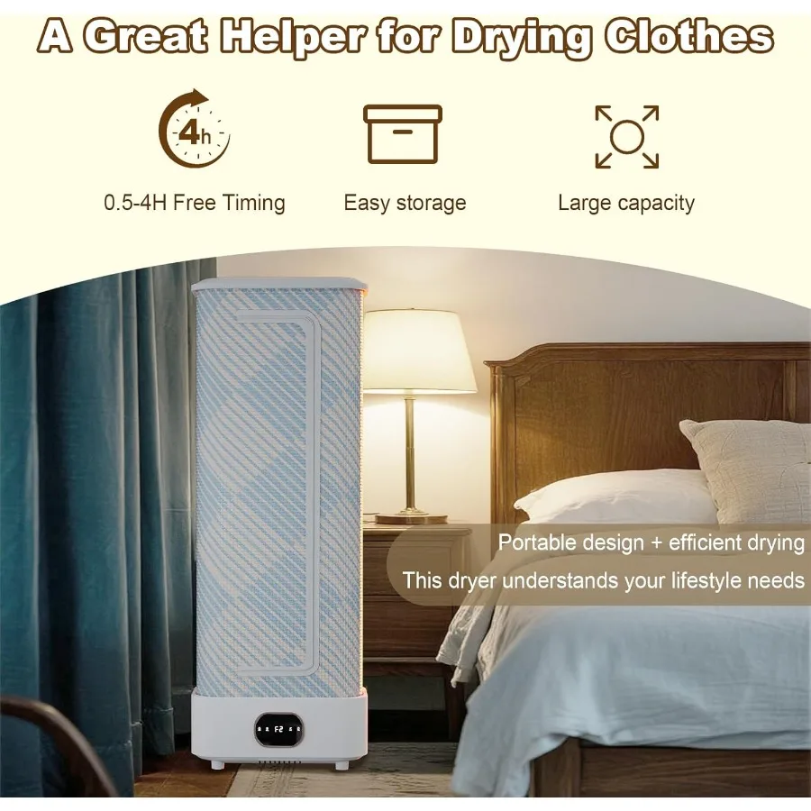 مجفف ملابس أوتوماتيكي محمول 1000 وات قابل للطي مع جهاز تحكم عن بعد، حل تجفيف غسيل مدمج وفعال للمنزل #5