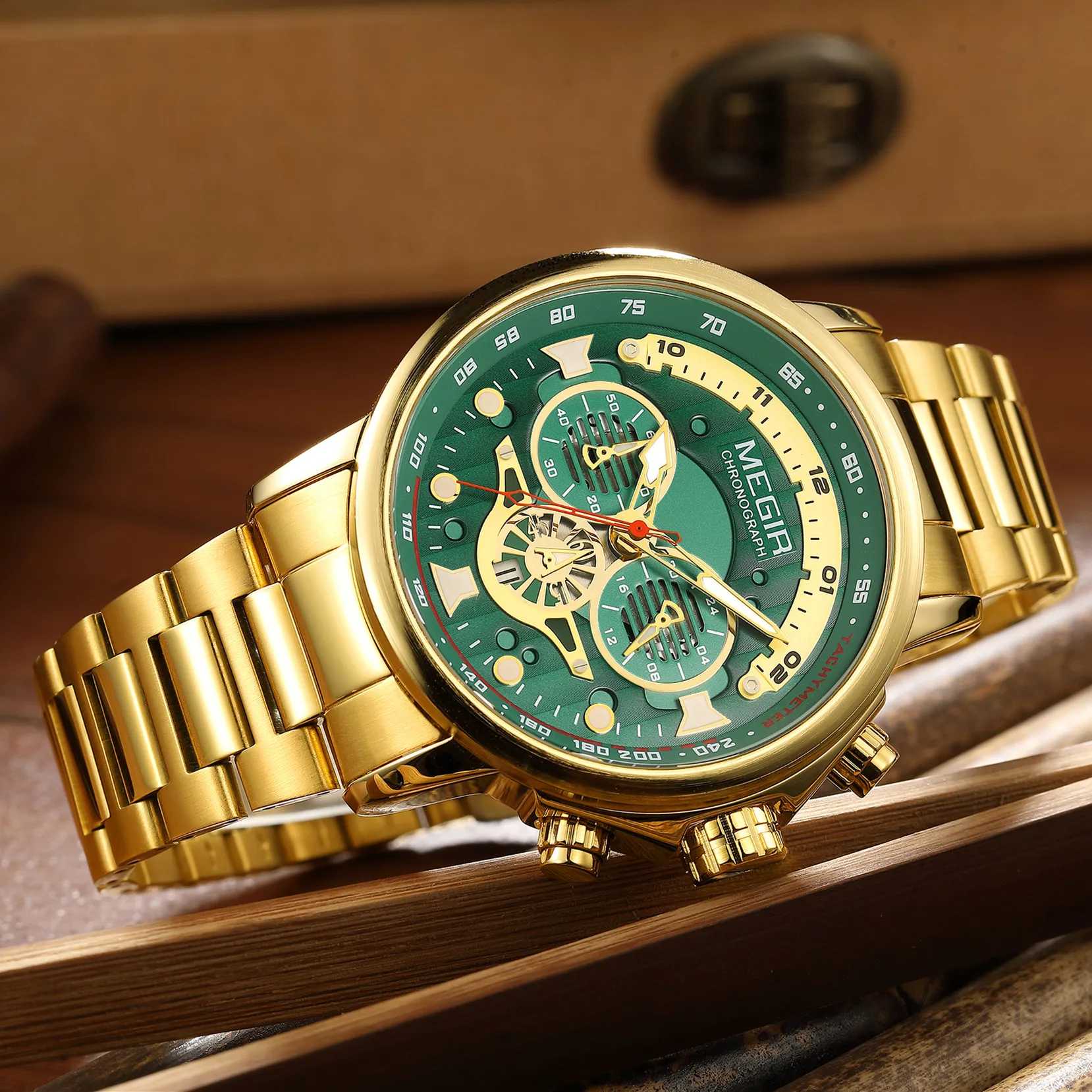 

Men Watch MEGIR Top Brand Luxury Full Steel Business Quartz Watch Men Casual Waterproof Sports Watches Clock Relogio Masculino