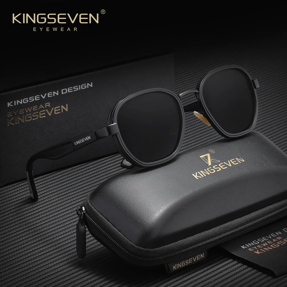 

KINGSEVEN винтажные солнцезащитные очки с поляризацией UV400, модная оправа из сплава для мужчин, очки для вождения и отпуска
