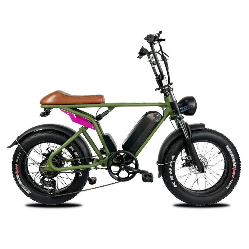 

20 Inch Fat Tire 7 Speed 750W 48V 14AH Lithium Battery Vintage Cafe Racer E Electric Bike Aluminum Alloy Adult Retro Style EBike