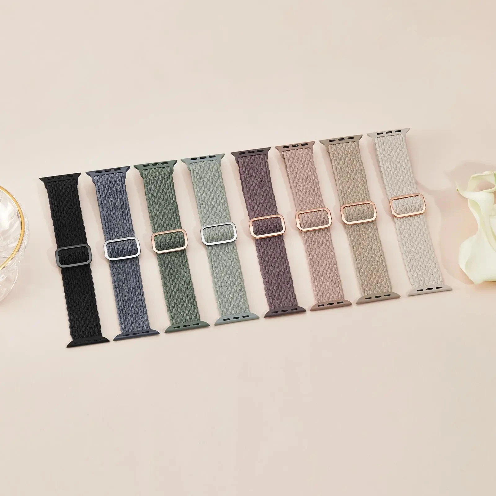 حزام مضفر لساعة أبل 45 مللي متر الترا 2 49 مللي متر 44 مللي متر 40-41 مللي متر 42-46 مللي متر مطاطا قابل للتعديل سوار سلسلة 10 9 8 7 3 5 se 6 4