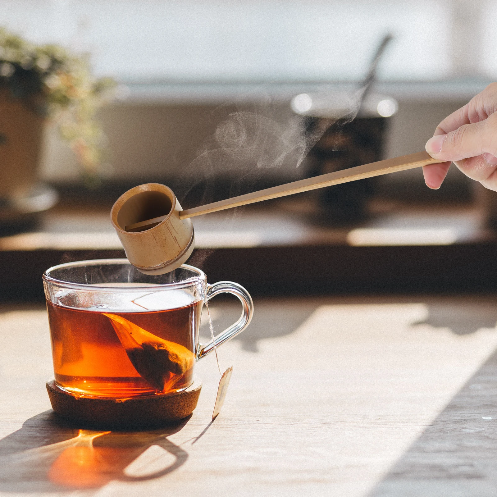 

Bamboo Water Spoon Long Handle Kitchen Scoop Pouring Salt Bath Salts Flour Sauce Fruit Juice Essential Oil Family Teahouse