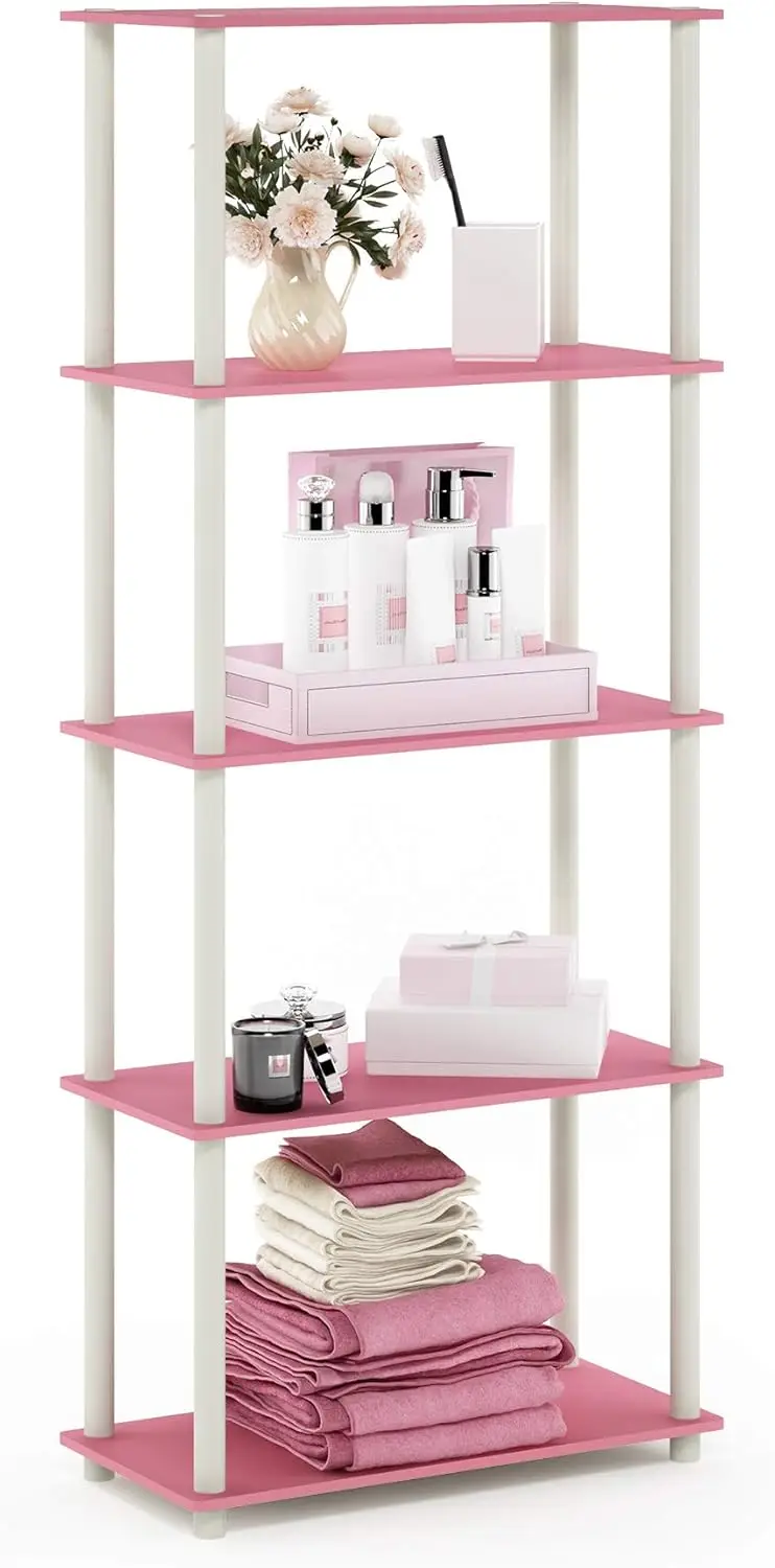 

5-Tier Corner Storage Shelves, Pink Open Shelving Unit for Living Room, Garage, Home Office Organization