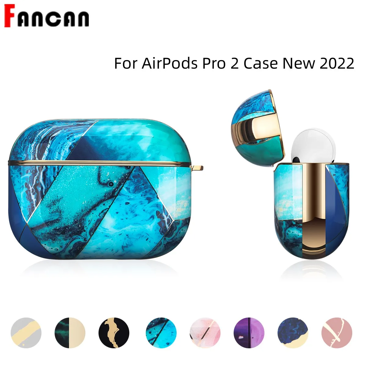 For Airpods Pro 2 Case Air Pod Pro Marble Protector Hard Cover with Keychain Earphone Accessories for Apple Airpods Pro 2 Case