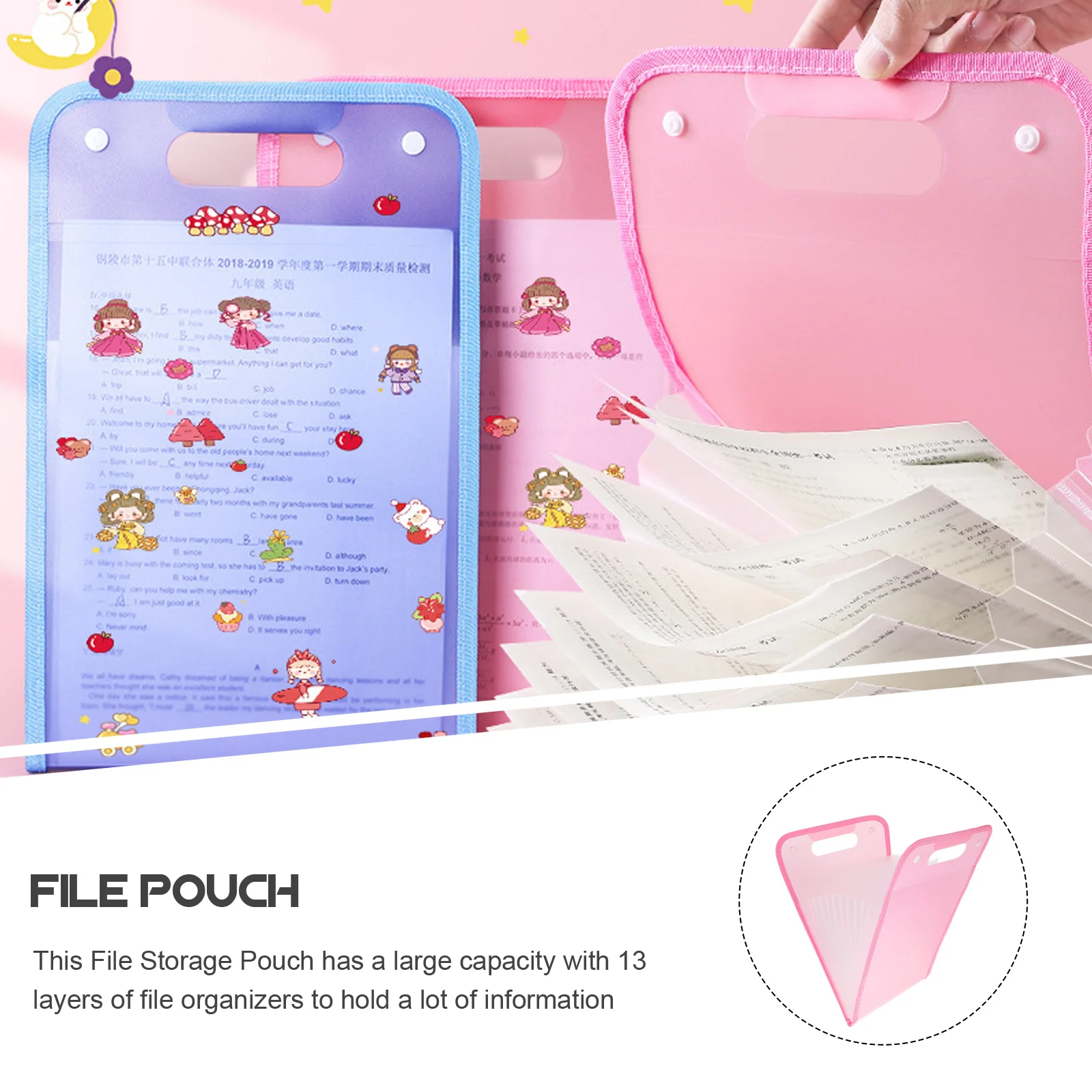 Expanding File Folder Large Capacity Multi-Layer File Organizer Portable Document Storage Bag A4 Paper Sorting Folder Office