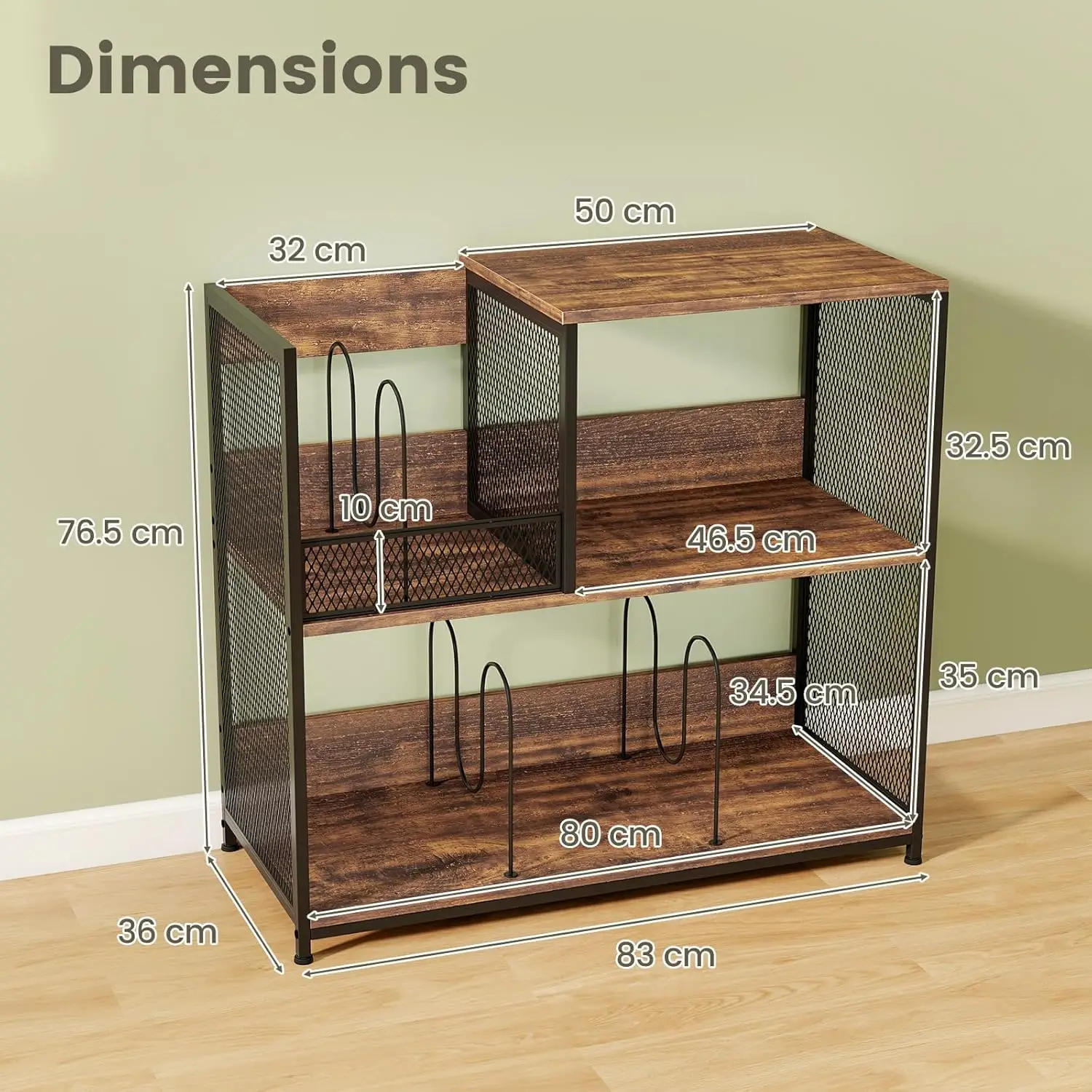 Il supporto per giradischi a 3 livelli può contenere fino a 300 album, tavolino girevole con 3 divisori rimovibili e struttura in metallo, display in vinile