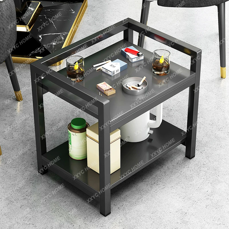 

Sofa Side Table Teaware Shelf Modern Simple Double-Layer Movable Side Cabinet Mahjong Table Small Coffee Table Simple