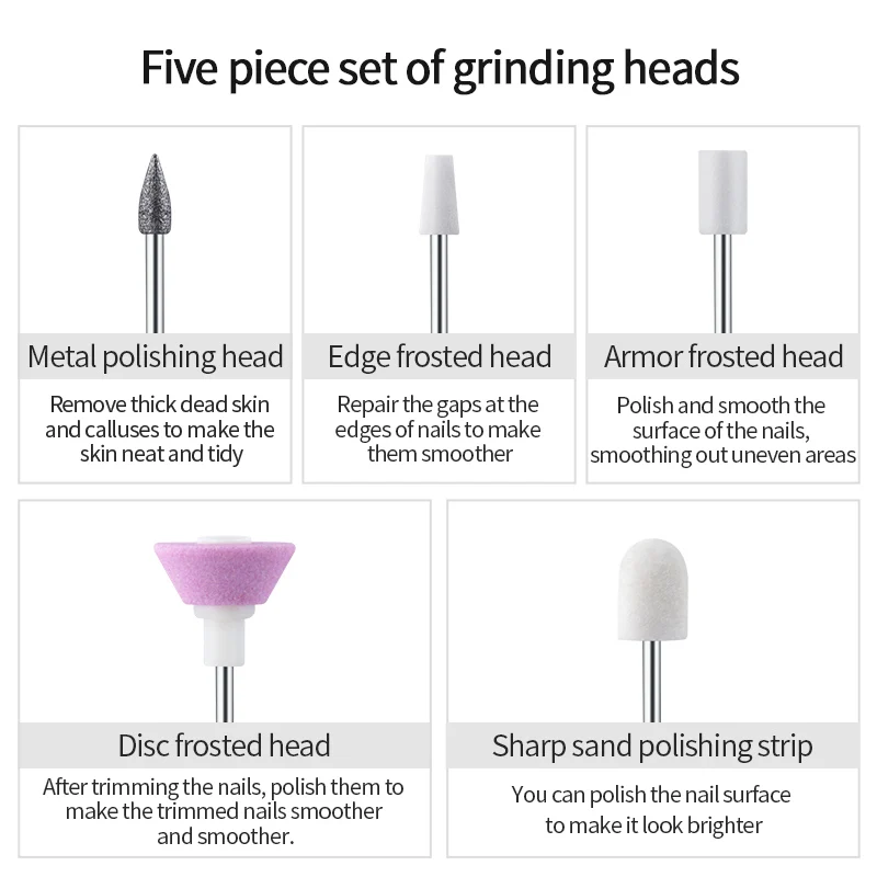 Máquina de broca de unhas com baixo ruído portátil máquina de broca de unhas recarregável lixadeira de unhas para ferramenta de salão de manicure