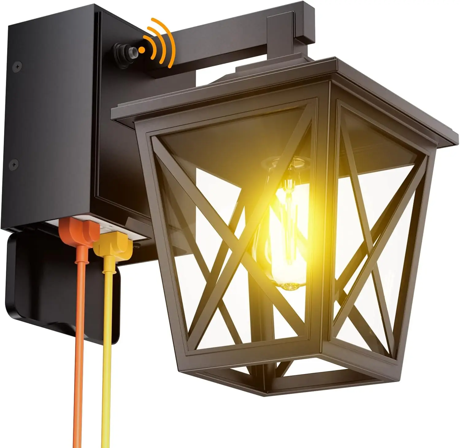 أضواء خارجية من الغسق إلى الفجر مع مقابس مدمجة، وأضواء خارجية من الألومنيوم مقاومة للماء والصدأ مع مقابس GFCI