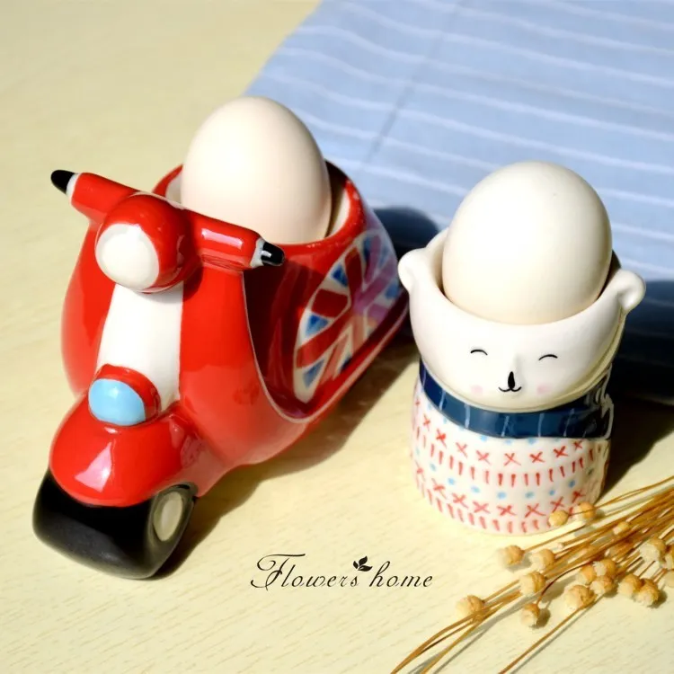 Creative Moto Egg Cups Design Kitchen Boiled Eggs Ceramics Steamed Egg Artifact Non-stick Egg Tray Egg Holder Eco-Friendly ZL004