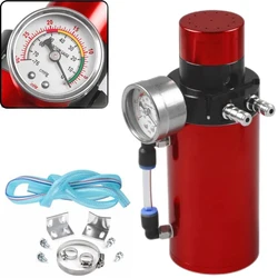 Récupérateur d'huile moteur en aluminium, réservoir précieux, reniflard, manomètre, tuyau, bleu, rouge, argent, noir