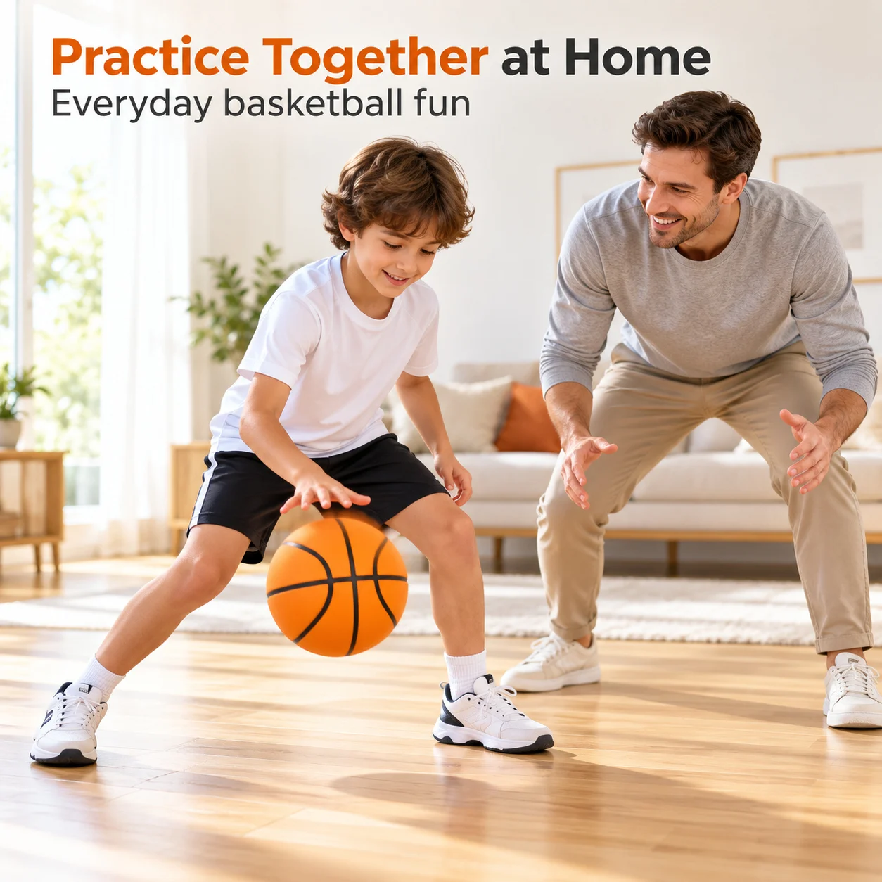 PU Foam Size 7 Basketball 570g, 90% Bounce, Real Feel with Noiseless Dribble, Airless Indoor Ball Size 5/7  for Training view 6