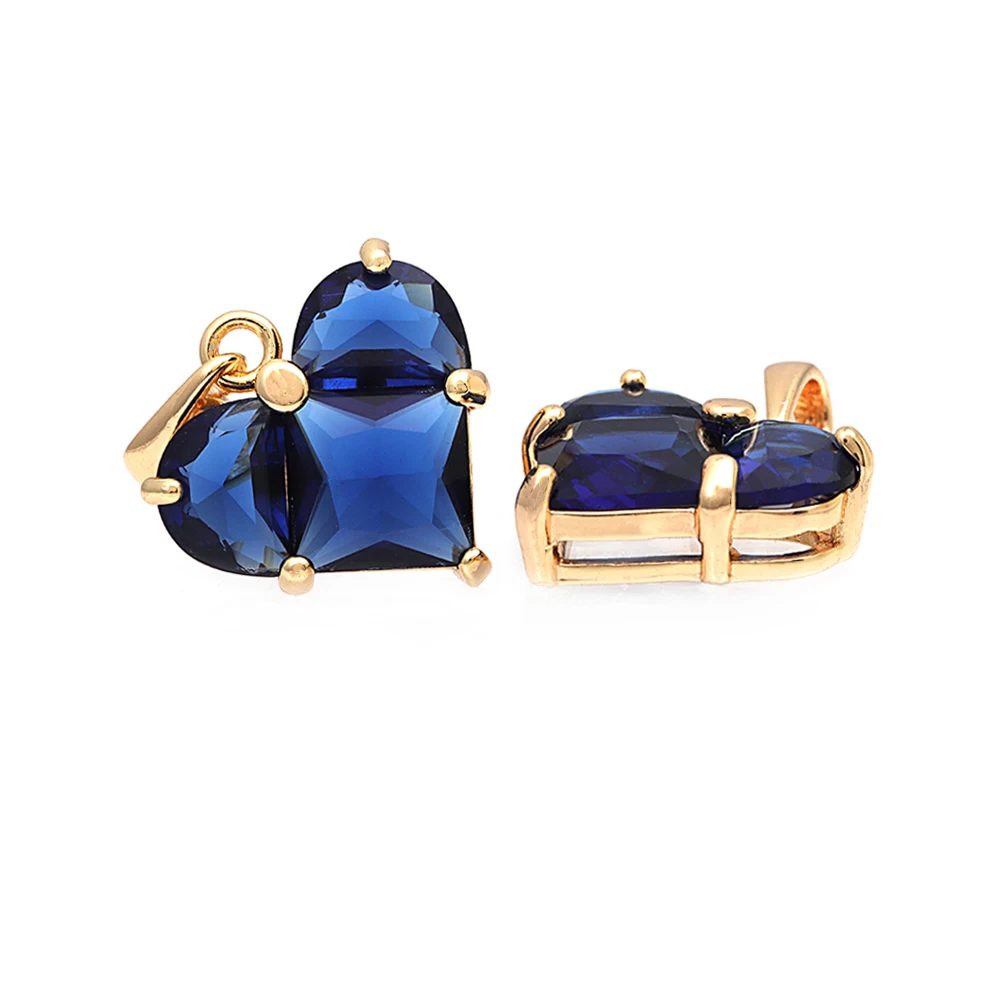 18K Gold Farbe Messing und Zirkon Herz Charms Anhänger Hochwertige Schmuckherstellung Halskette Ohrringe Zubehör für Frauen – Detail 10