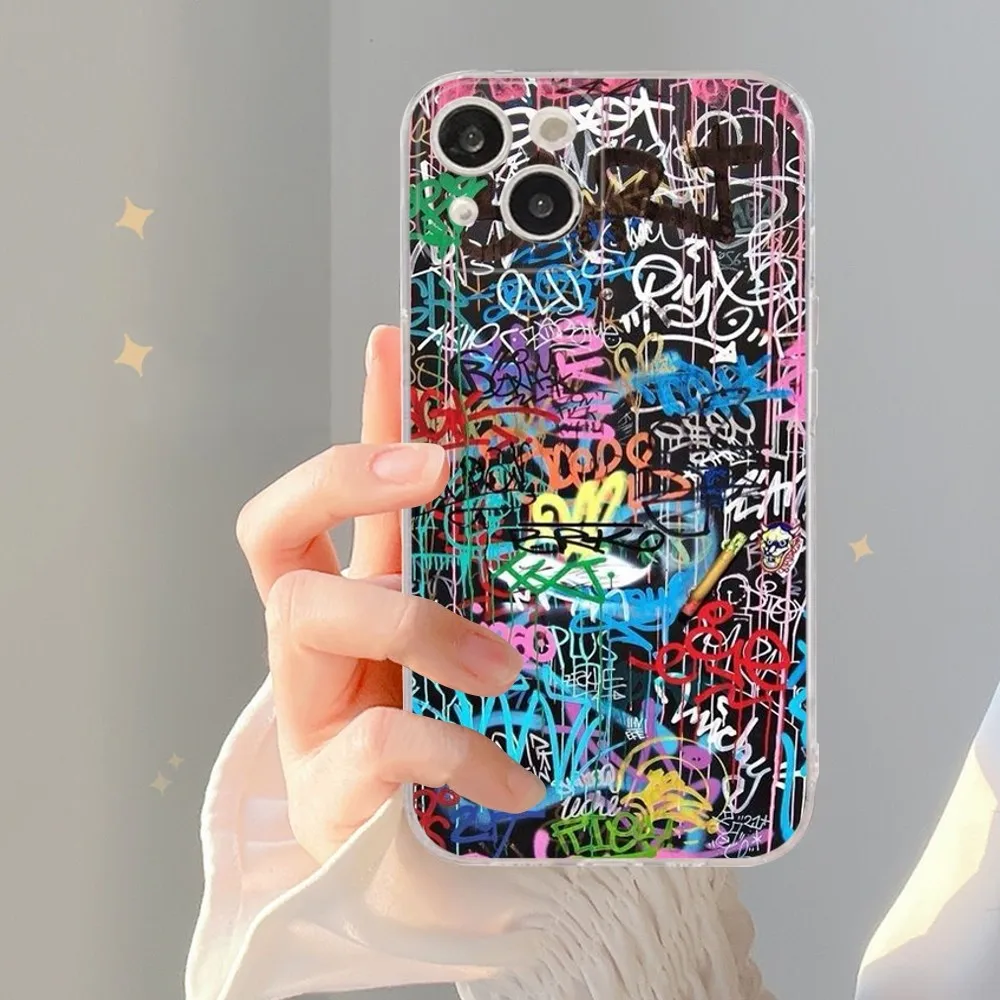 Graffiti Phone Case For iPhone 14 13 12 Mini 11 Pro XS Max X XR SE 6 7 8 Plus Soft Silicone Cover