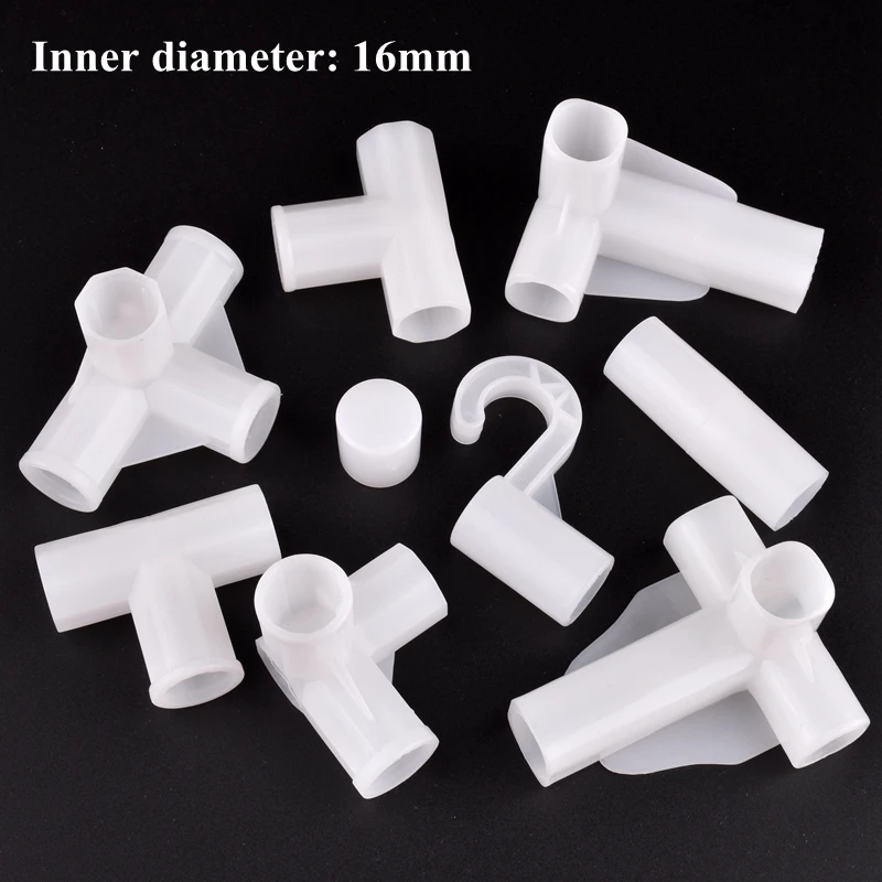 2-20Pcs Two TO Four Way Pipe Joint Plant Support Connector Wardrobe Fittings Shelf DIY Garden Plant Accessories Inner Dia 16mm