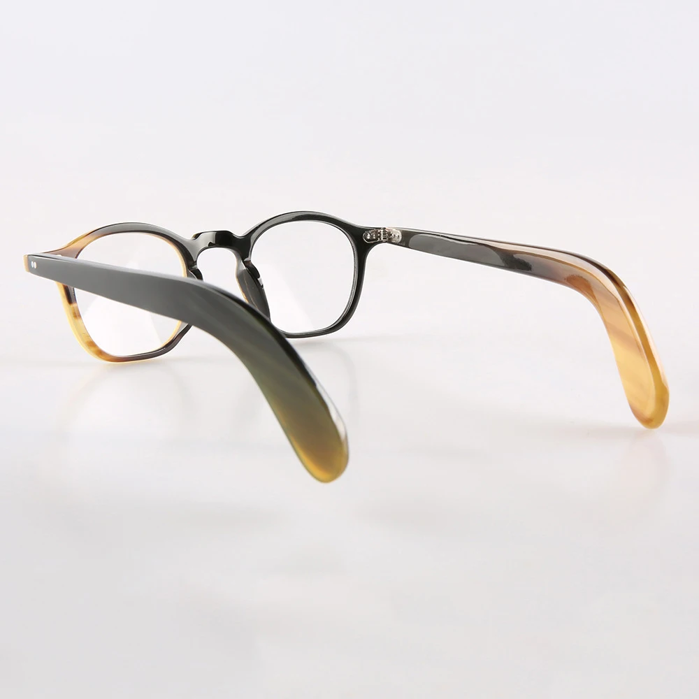 إطارات النظارات فريدة من نوعها مربع خمر العدسات البصرية الرجعية النظارات اليدوية القرن الطبيعي وصفة طبية رجل إطارات النظارات