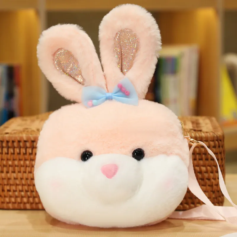 23cm Cute Animal Lolita Bear Sheep Bunny Plush Bag Soft Cartoon Unicorn Dog Giraffe Messenger Bag Birthday Gift for Kids Girls