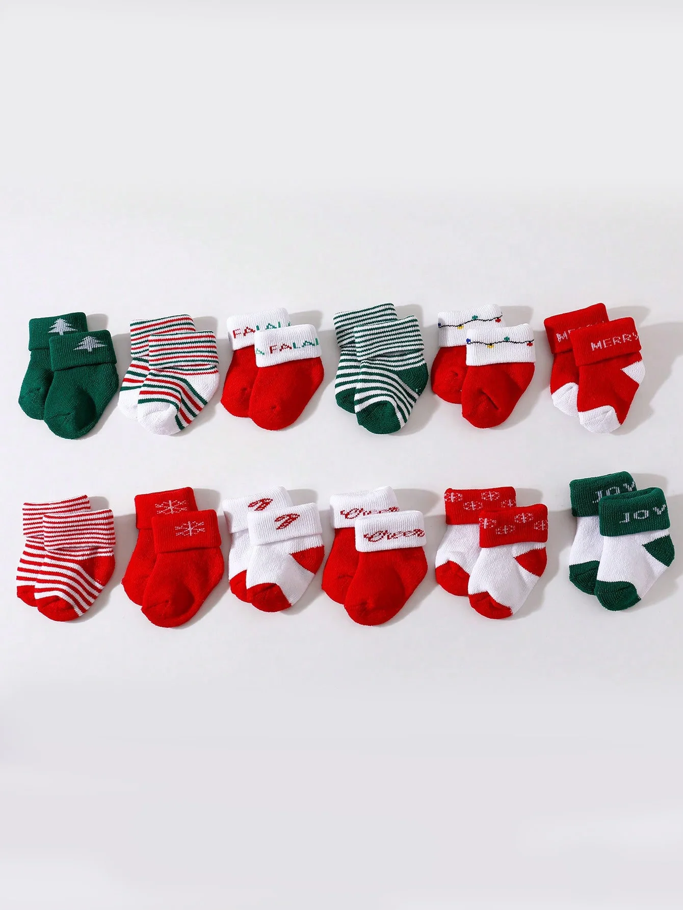 12 Pairs of Baby Hoop Thickened Cotton Autumn and Winter Christmas Cute Short Socks, for the Daily Life of Babies Aged 0-12 Months