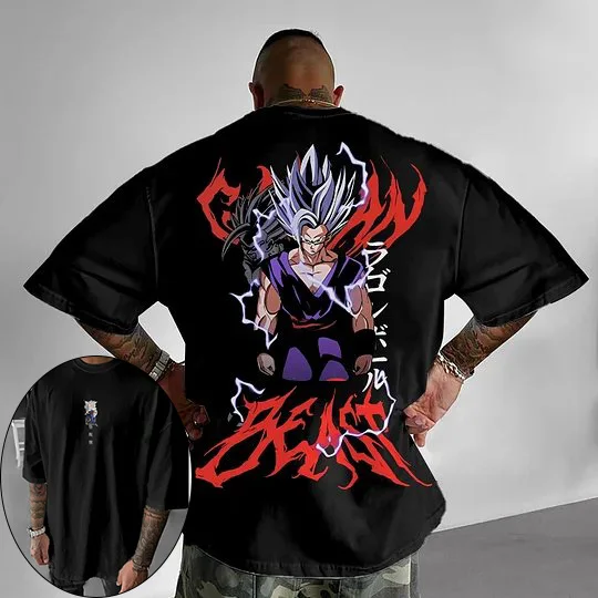 Camiseta con estampado de Dragon Ball para hombre y mujer, camiseta de algodón de Anime japonés Beast Gohan Y2K Harajuku, Tops de manga corta de tendencia