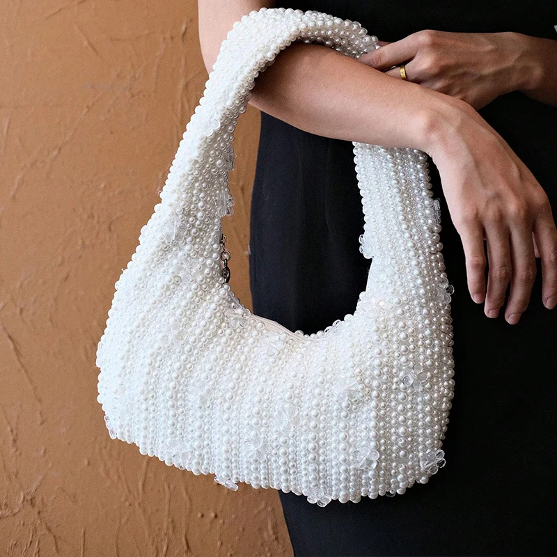 

Pearl Purses Fashion Girls Underarm Hand Bags Woman Party Handbag for Young Lady