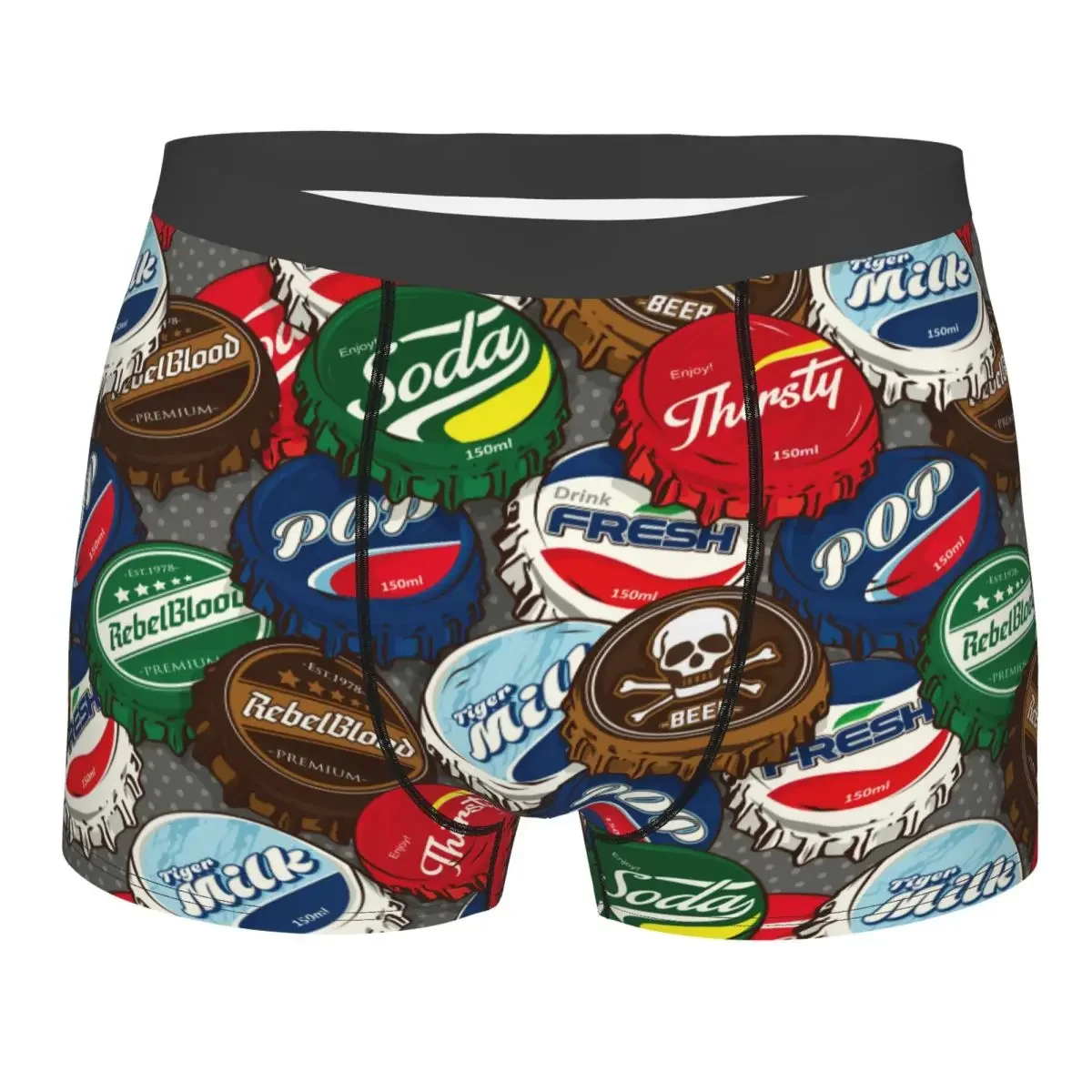 Men's Underwear Underpants Classic Popular Bottle Caps Men Boxer Shorts Elastic Male Panties